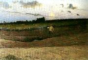 Nils Kreuger afton badande storm septemberafton oil painting